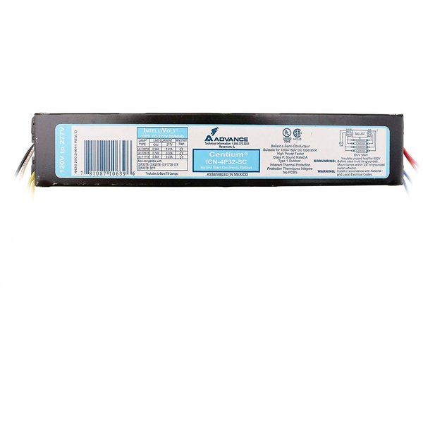 Signify Philips Advance ICN4P32N Electronic T8 Ballast, Instant Start, 4 or 3- 32W T8 Lamps, .88 BF ICN4P32N